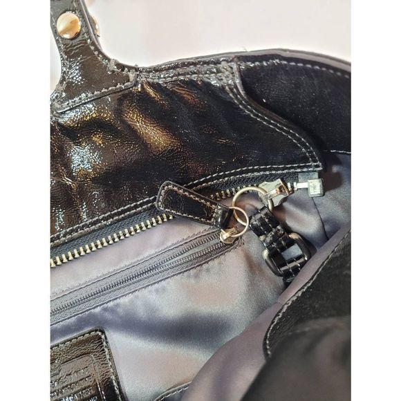 Coach Black/Gray Monogram Medium Shoulder Tote Bag Satchel - Picture 5 of 16